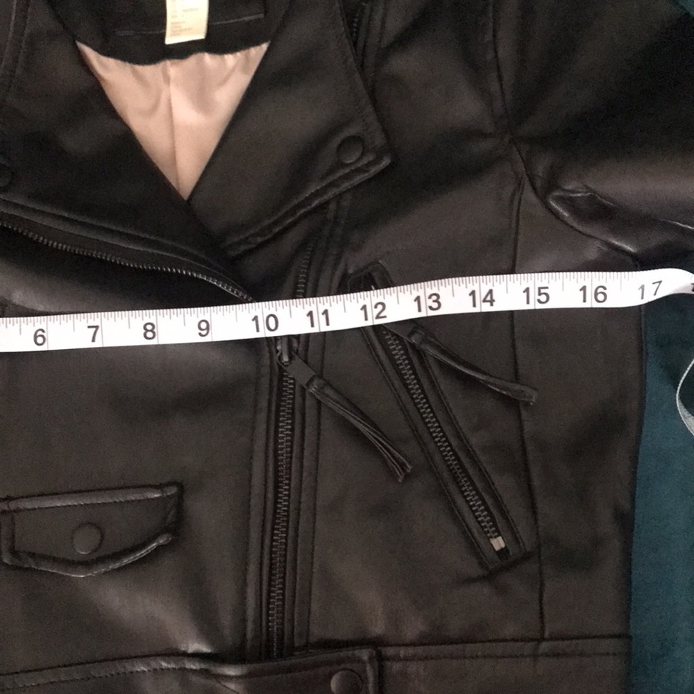 H&M juniors black faux leather zip up moto jacket size 4 - Picture 11 of 12